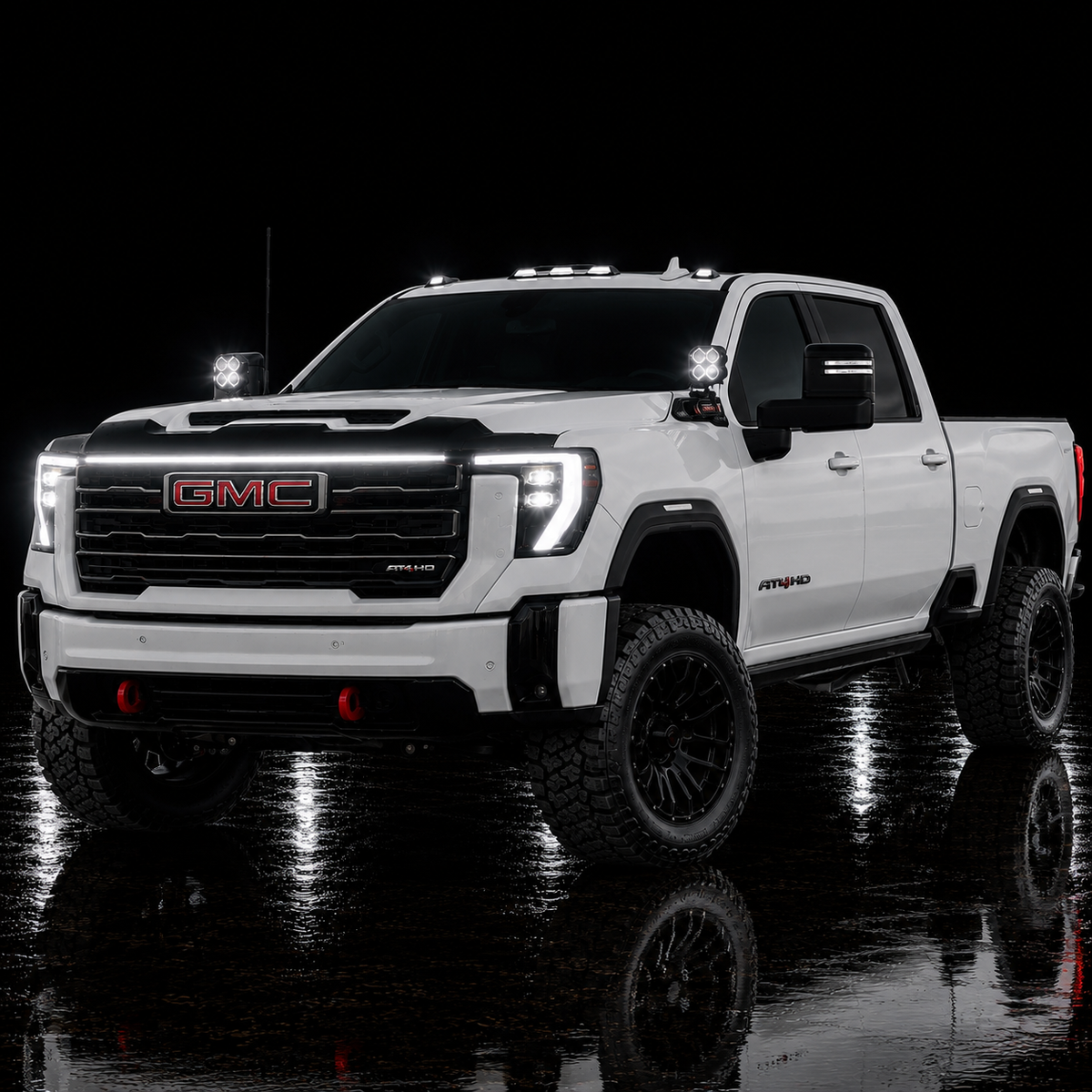 2024-2026 GMC Sierra 2500/3500 LED “Power” Grille Bar – SLE, SLT, Pro, AT4 & AT4X, IP67, Black/Silver