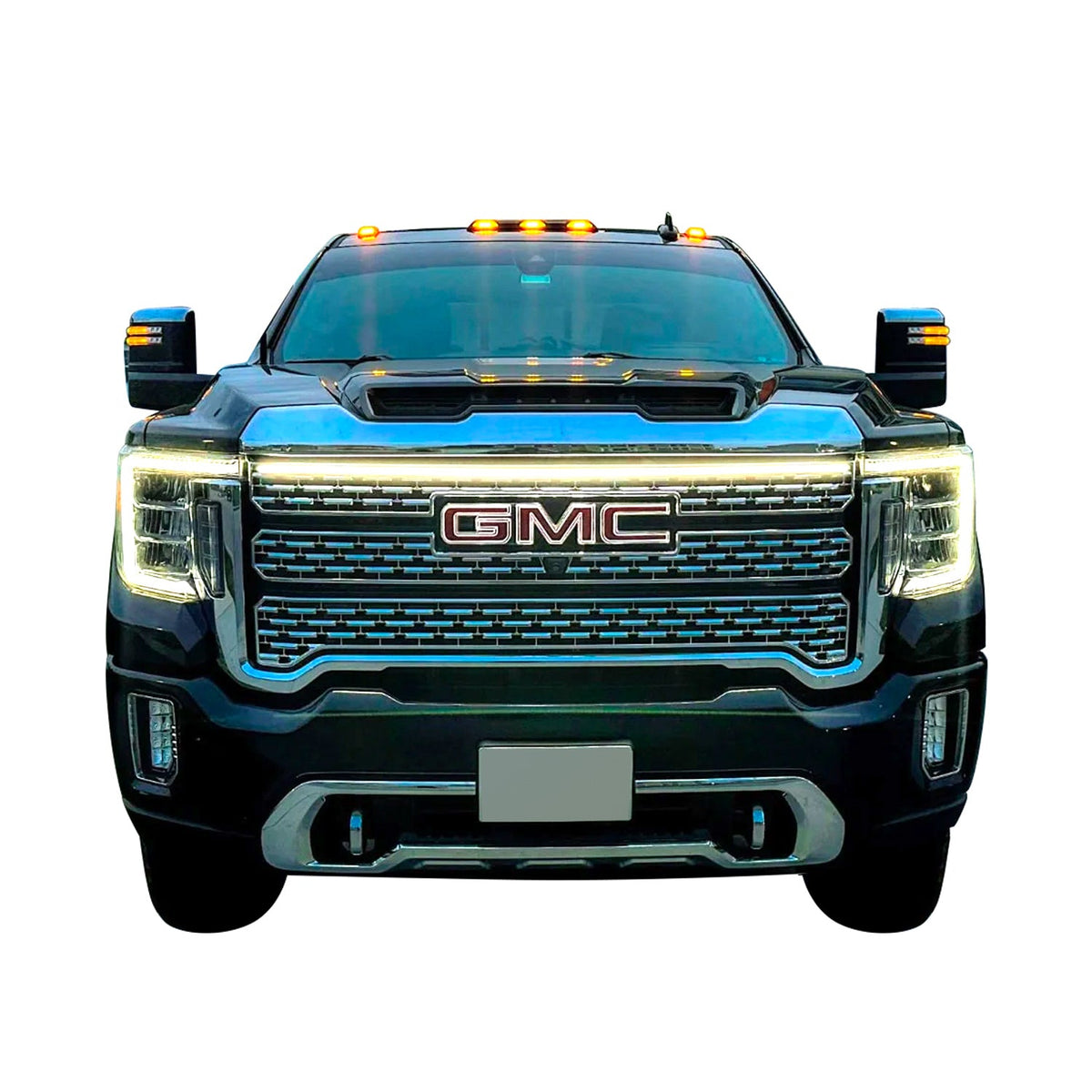 2020-2023 GMC Sierra 2500/3500 Denali LED “Power” Grille Light Bar – IP67, Plug-and-Play Ready, Black/Silver
