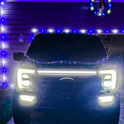 2021-2023 Ford F150 Lariat LED “Power” Grille Accent Bar – IP67, Black/Silver Frame