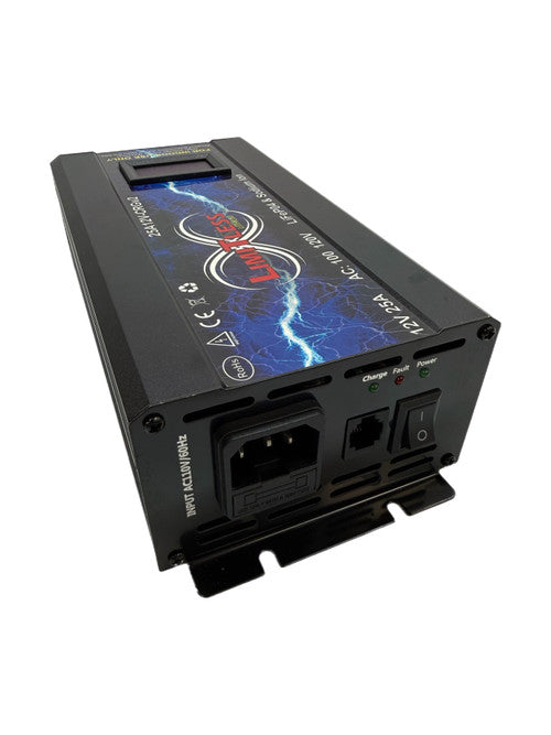 Limitless Lithium 25A 12V Charger/Power supply With LED Screen 