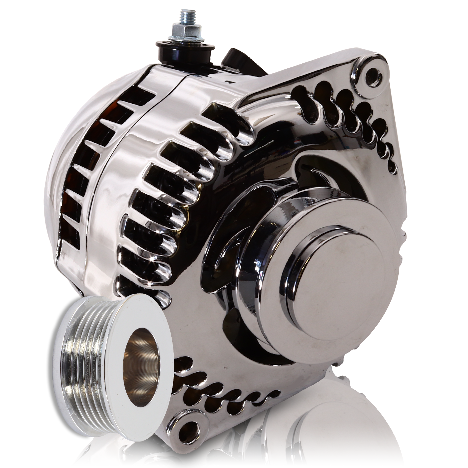 170 am racing alternator - 63-85 GM - Chrome (includes 2 pulleys) | 7127170C | by: Mechman @ the lowest price of $449.00