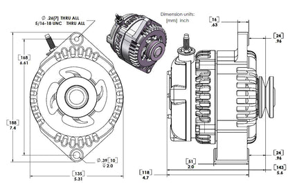 Marine 170 amp high output alternator for Ski / Wake Board Boats with 12SI 6.61 inch bolt pattern 6-Grove Serpentine Pulley | M7294170 | by: Mechman @ the lowest price of $519.00