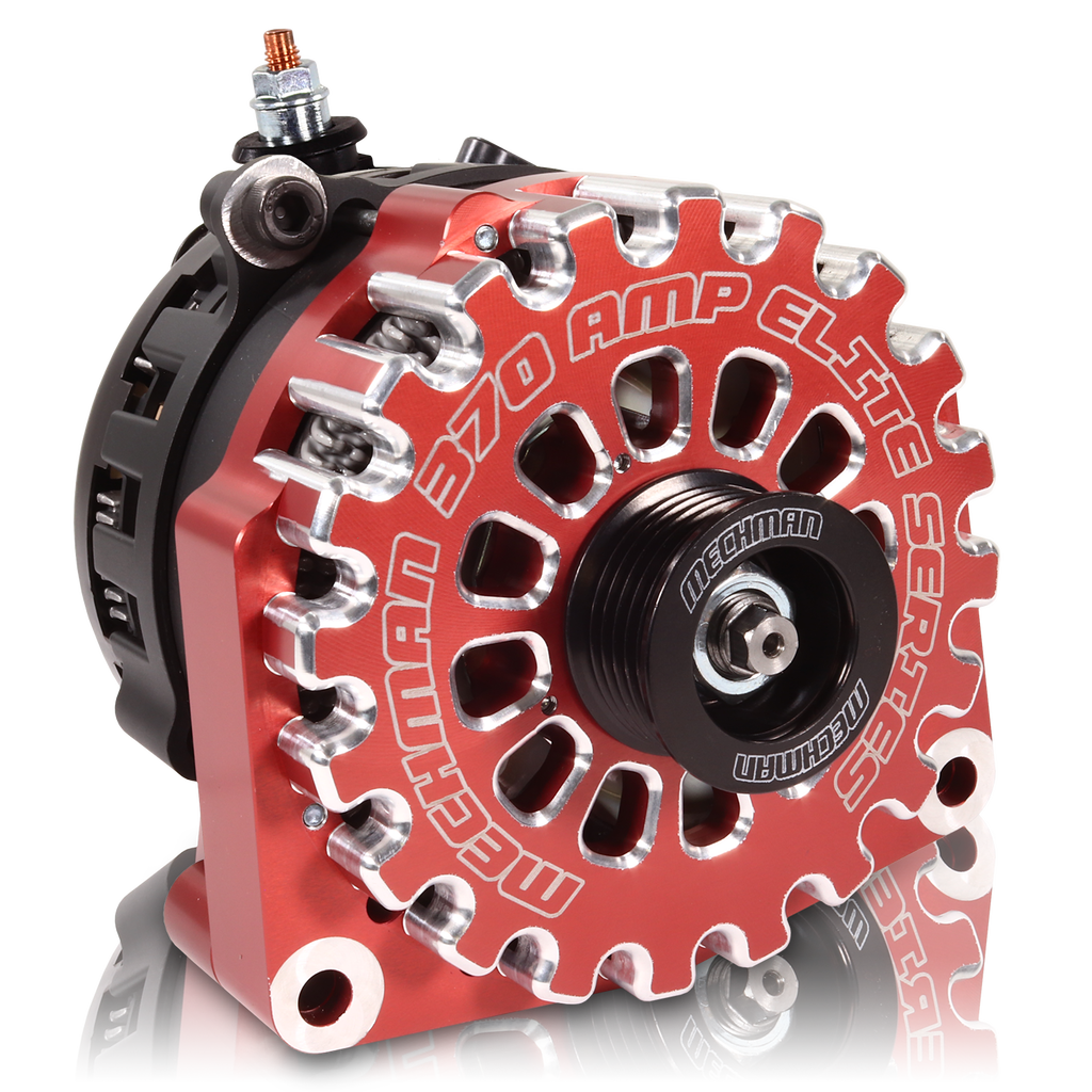 370A Billet large case hairpin alternator for 2001-2007 GM truck 6.6l Diesel - side output stud- RED | B11348370RD | by: Mechman @ the lowest price of $629.00