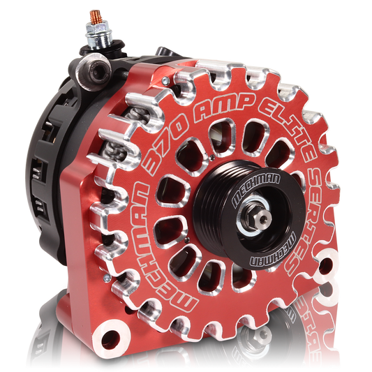 370A Billet large case hairpin alternator for 2001-2007 GM truck 6.6l Diesel - side output stud- RED | B11348370RD | by: Mechman @ the lowest price of $629.00