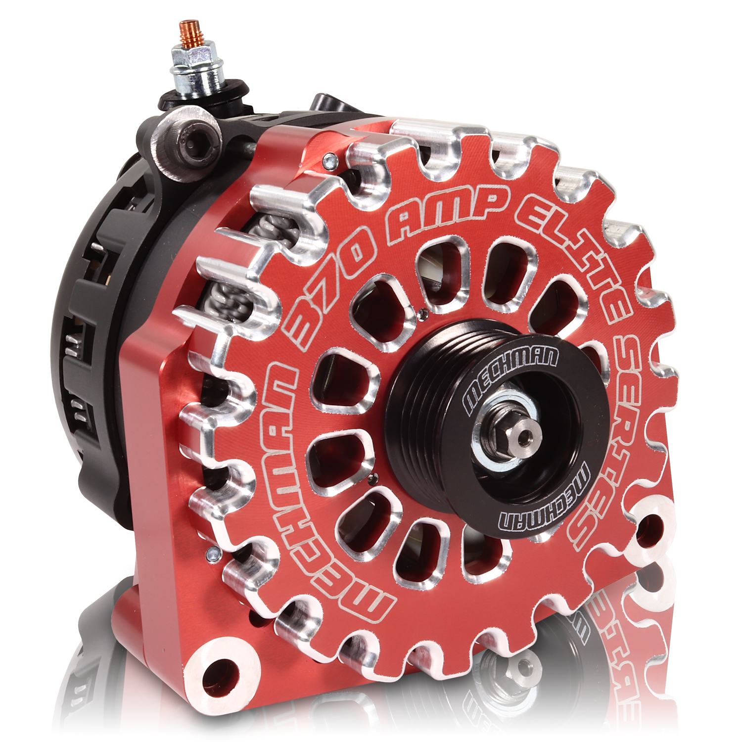 High output 370 Amp Red Billet Alternator for 14-18 GM Silverado Sierra Suburban Tahoe Escalade | B14019370RD | by: Mechman @ the lowest price of $629.00