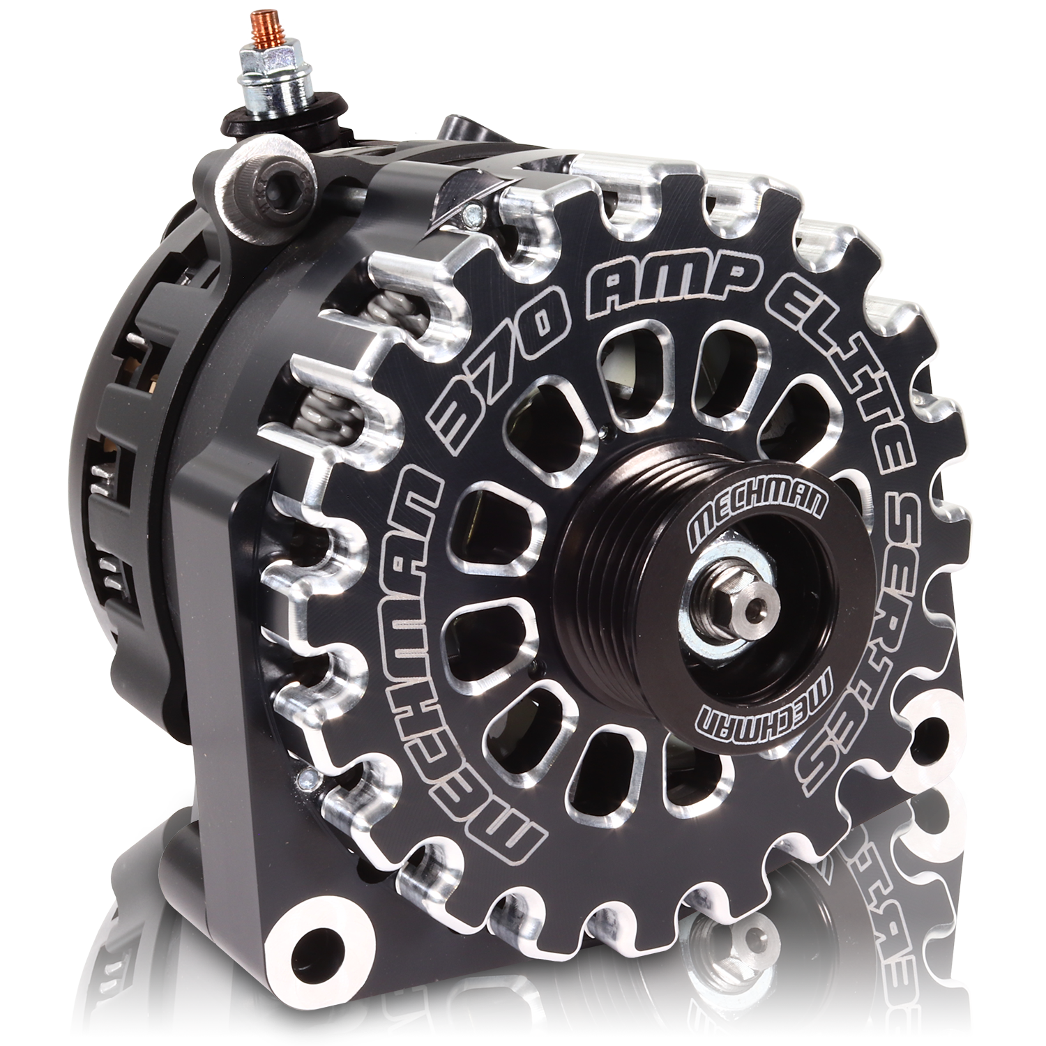 High output 370 Amp Black Billet Alternator for 14-18 GM Silverado Sierra Suburban Tahoe Escalade | B14019370B | by: Mechman @ the lowest price of $629.00