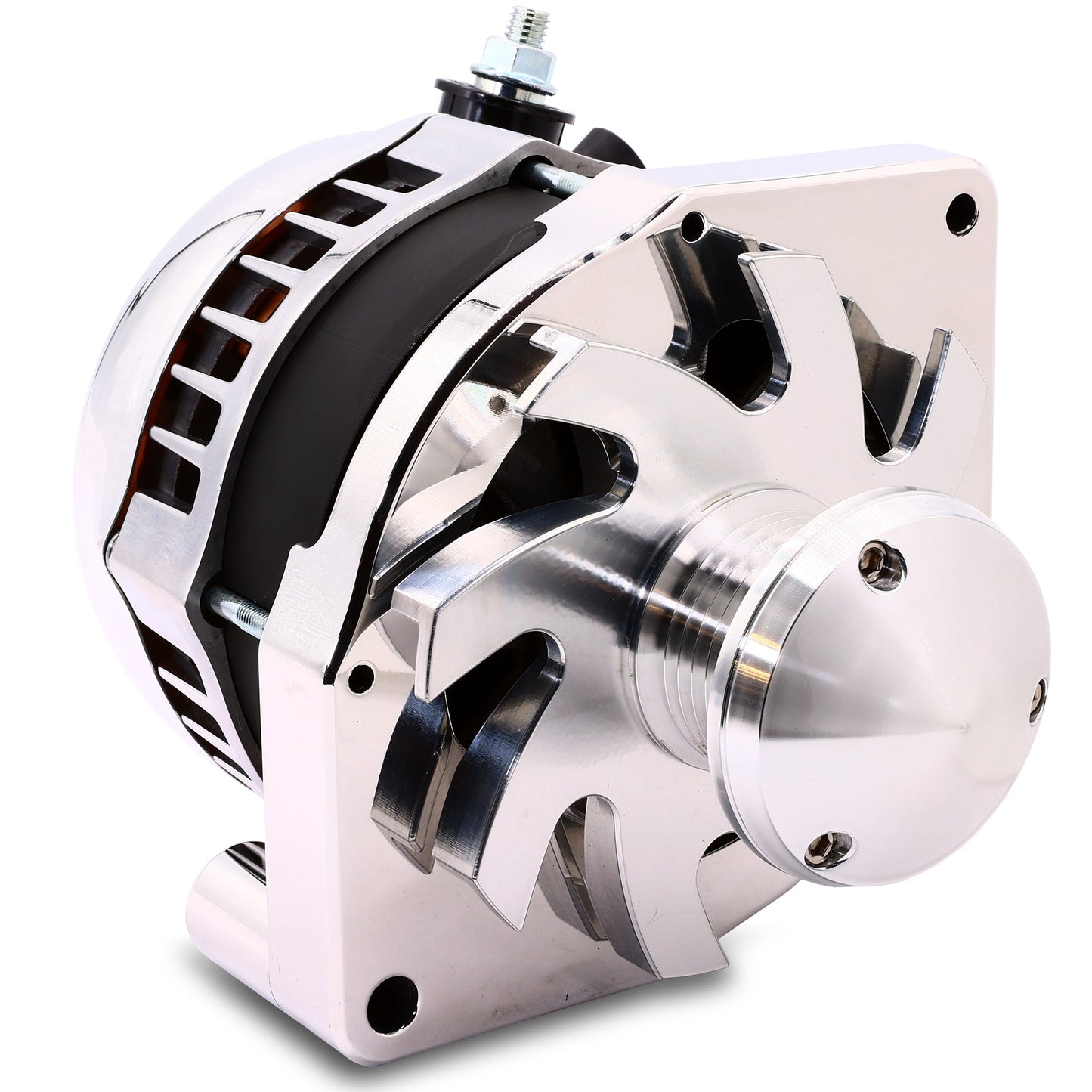 S Series 6 Phase High Output 240 Amp Alternator with 6.61" - Polished w/March 1.75" Pulley and Fan