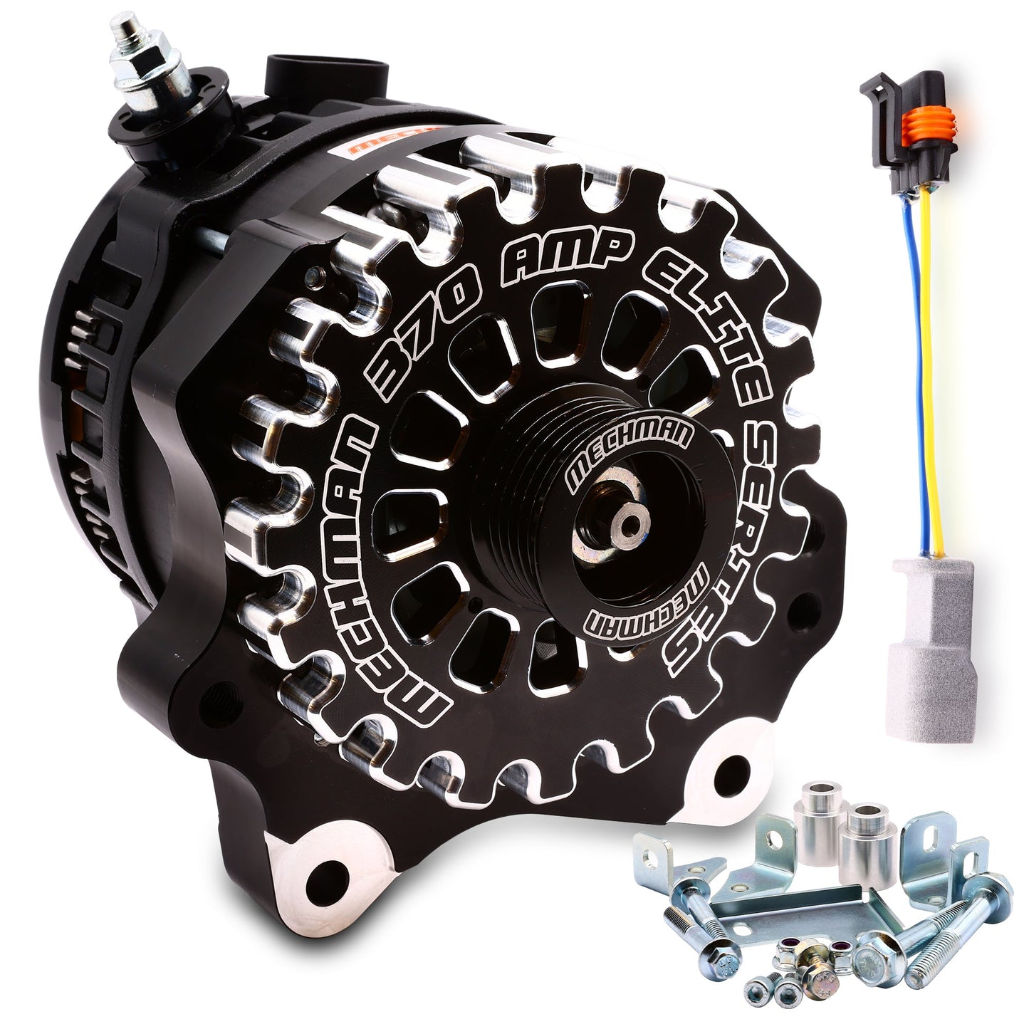 370-amp Billet V-mount alternator for SOHC Ford Modular Engines