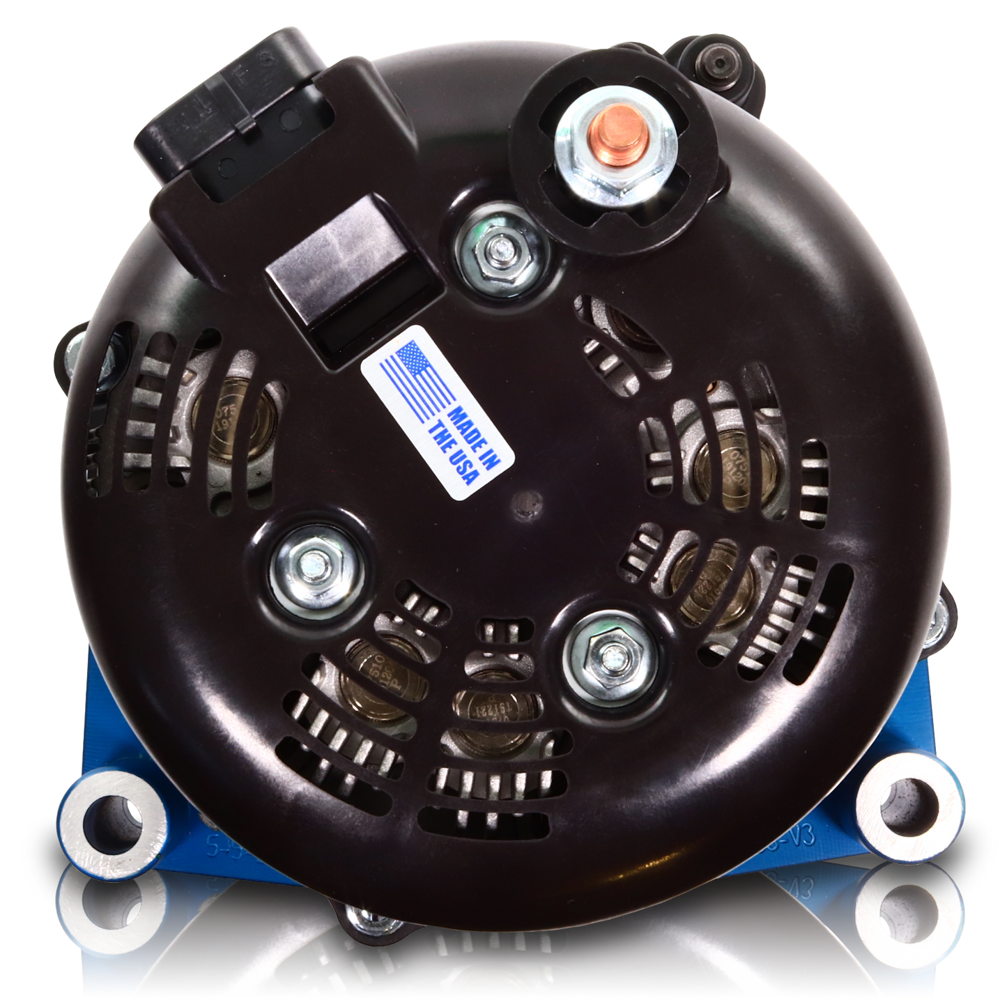400 Amp RVC Bypass Alternator - 2007-2013 6.6L Duramax LMM/LML & 2005-2013 GM Gas - Dark Blue Billet