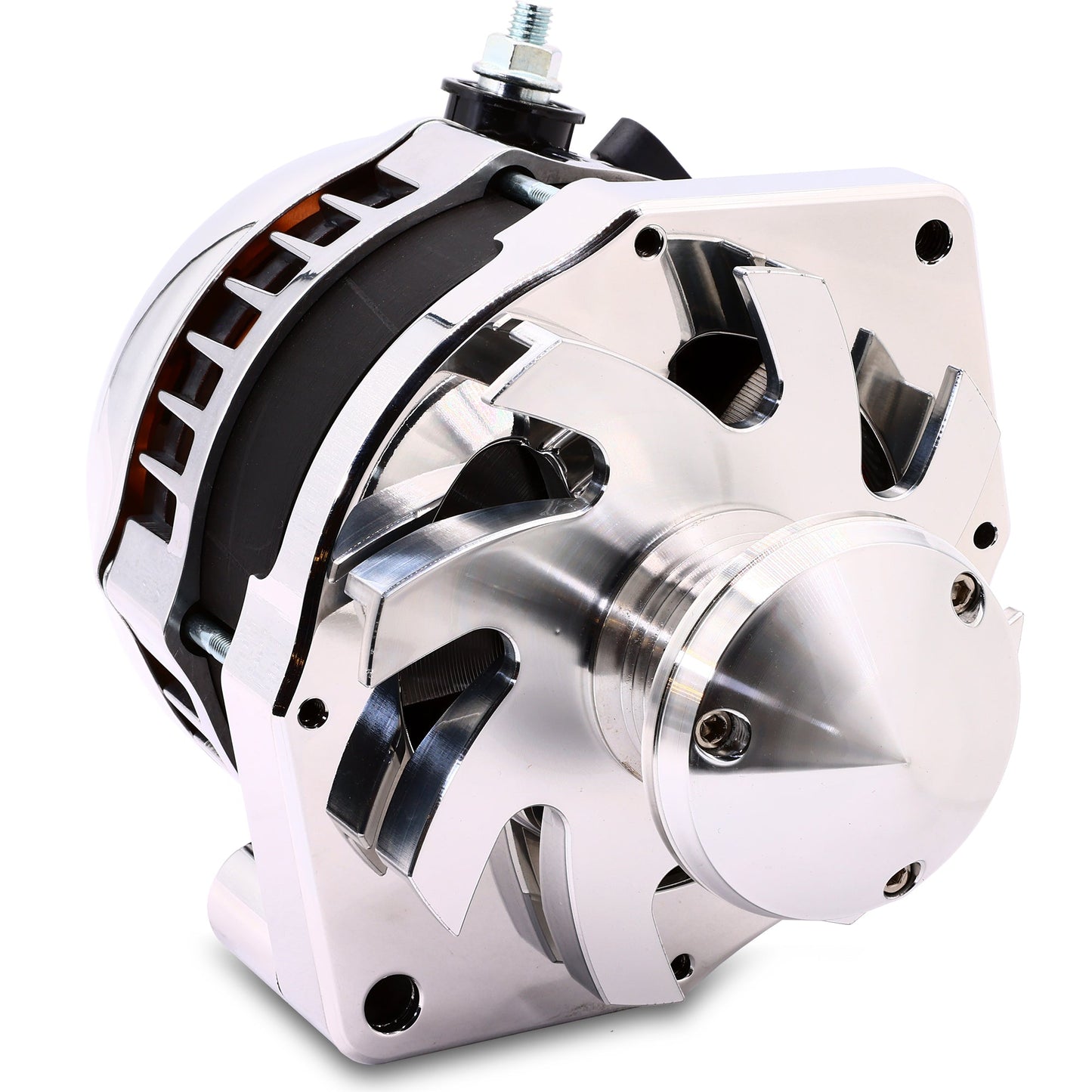 S Series  320 Amp Alternator with 6.15" Bolt Pattern - POLISHED w/ March Pulley