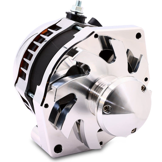 S Series  320 Amp Alternator with 6.15" Bolt Pattern - POLISHED w/ March Pulley