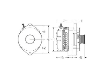 S Series 240 Amp Alternator with 6.15" Bolt Pattern - CHROME w/ March Pulley | BP572240C-M175 | by: Mechman @ the lowest price of $599.00
