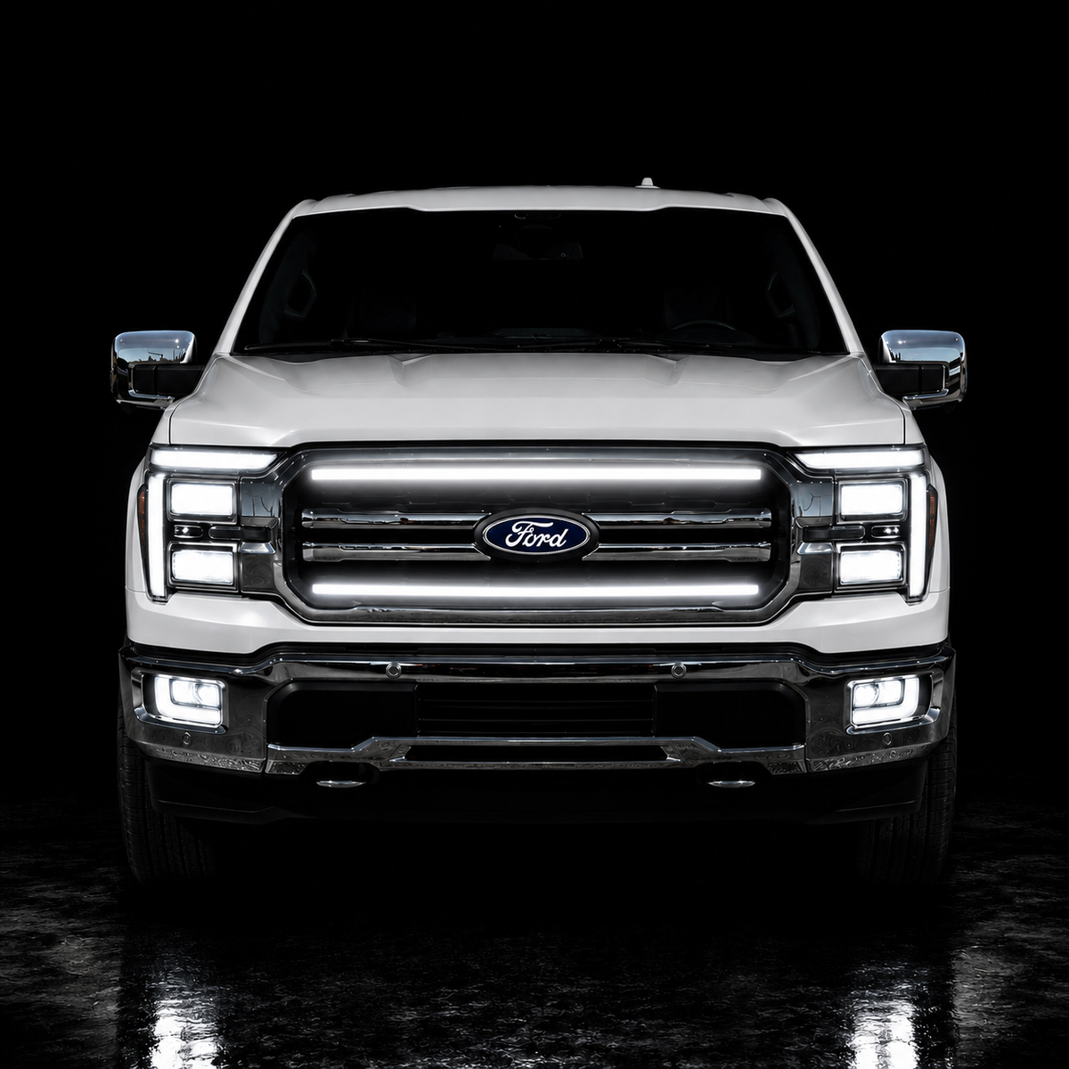 2024-2025 Ford F150 Lariat LED Grille Light Kit – White DRL Strip, IP67, Plug-and-Play Ready