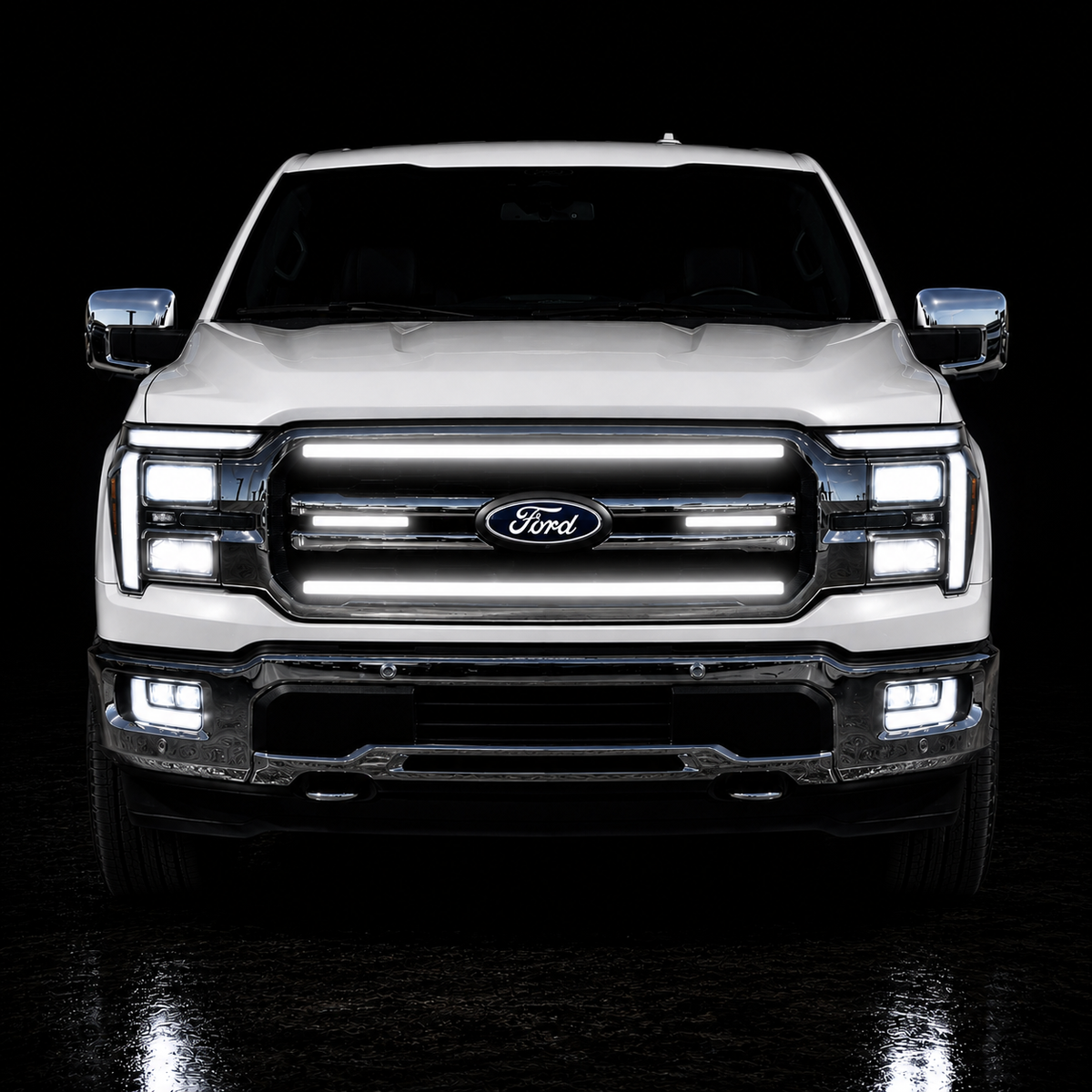 2024-2025 Ford F150 Lariat LED Grille Light Kit – White DRL Strip, IP67, Plug-and-Play Ready