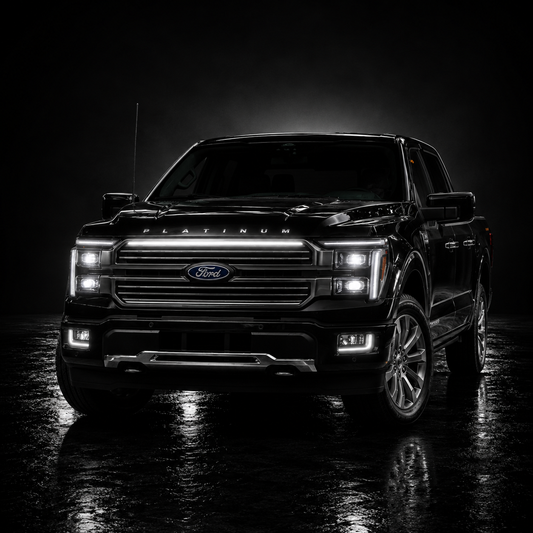 2024-2025 Ford F150 Platinum “Black Package” LED Grille Light Kit – White DRL Strip, IP67, Plug-and-Play Ready