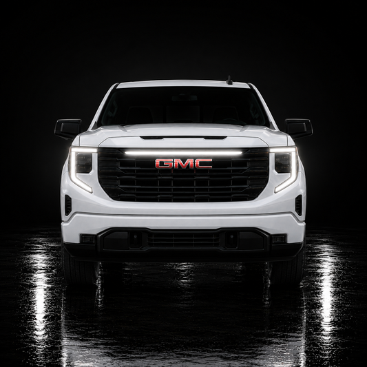 2024-2025 GMC Sierra 1500 LED Grille Light Kit – Elevation & SLE, White DRL Strip, IP67, Plug-and-Play Ready