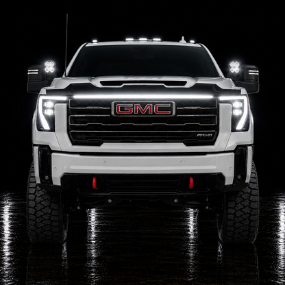 2024-2026 GMC Sierra 2500/3500 LED “Power” Grille Bar – SLE, SLT, Pro, AT4 & AT4X, IP67, Black/Silver