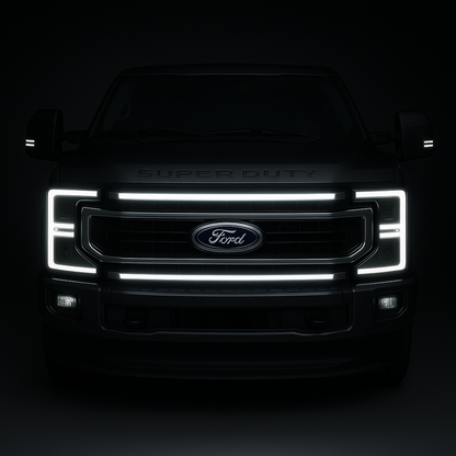 2020-2022 Ford F-250/F-350/F-450/F-550 LED Grille Light Kit – Lariat/XL/STX/Tremor, IP67, Black/Silver