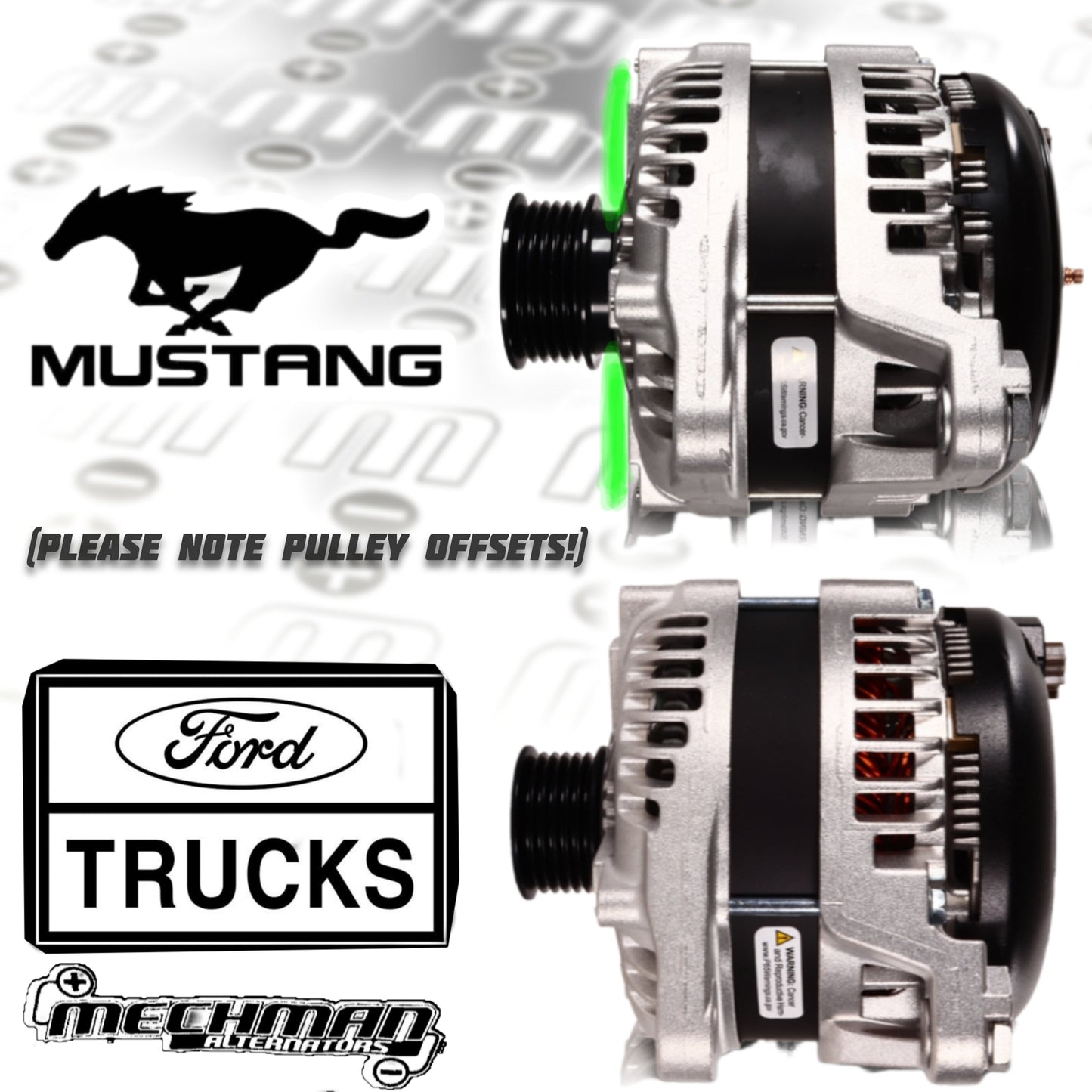 170 amp high output racing alternator Ford 5.0L Coyote engine swap - 1 wire turn on | 11626170-1 | by: Mechman @ the lowest price of $349.00
