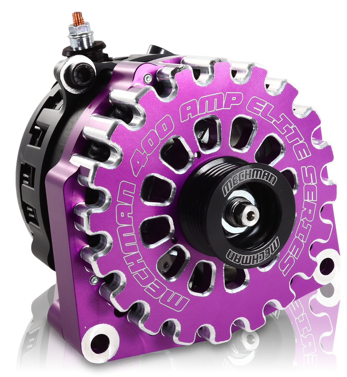High Output 400A large case BILLET alternator for 2001-2007 GM truck 6.6l Diesel - side output stud - PURPLE | B11348400PU | by: Mechman @ the lowest price of $699.00