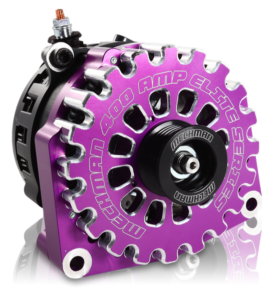 High Output 400A large case BILLET alternator for 2001-2007 GM truck 6.6l Diesel - side output stud - PURPLE | B11348400PU | by: Mechman @ the lowest price of $699.00