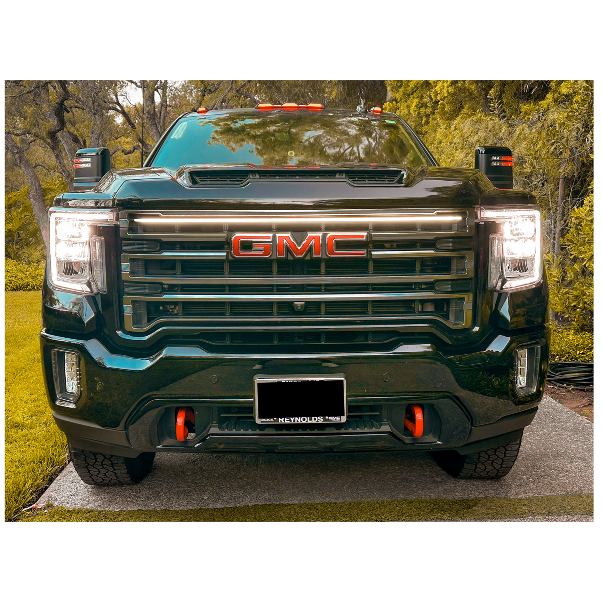 2020-2023 GMC Sierra 2500/3500 AT4 LED “Power” Grille Light Bar – IP67, Bolt-On, Black/Silver Frame