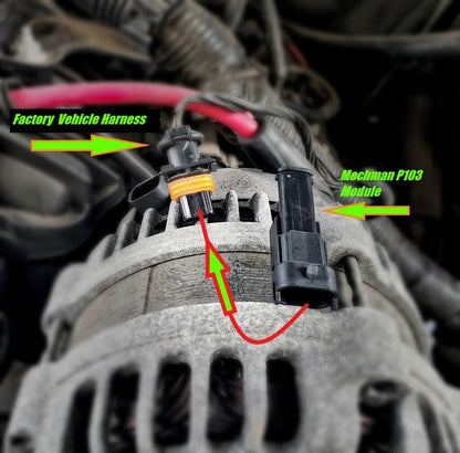 P103 Gm 2 Pin Module for use with factory 05> GM vehicles WITH Mechman alternator | P103 | by: Mechman @ the lowest price of $29.99