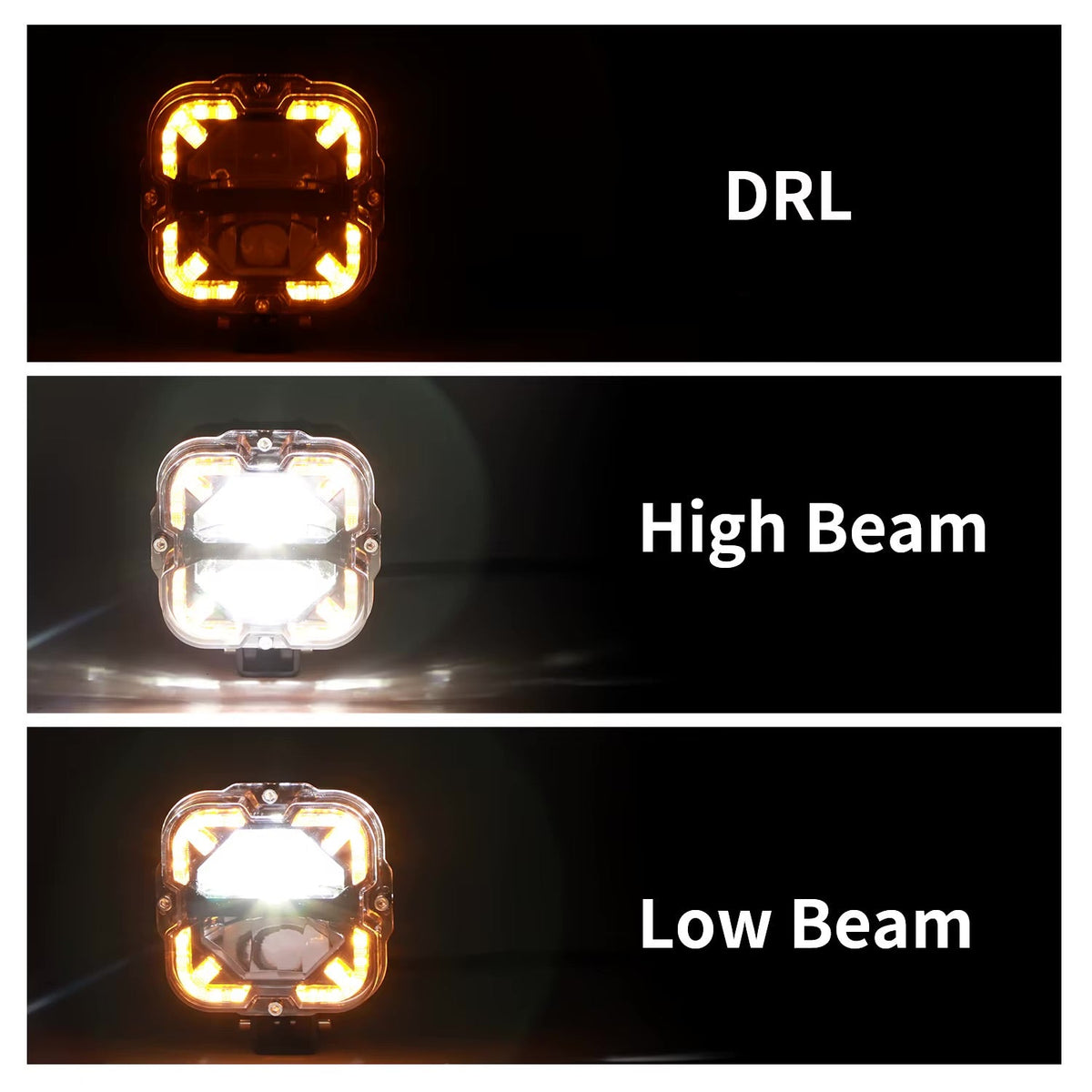 4" High-Low Beam Pod Lights + DRL | 90W | 8000lm | IP67 Waterproof