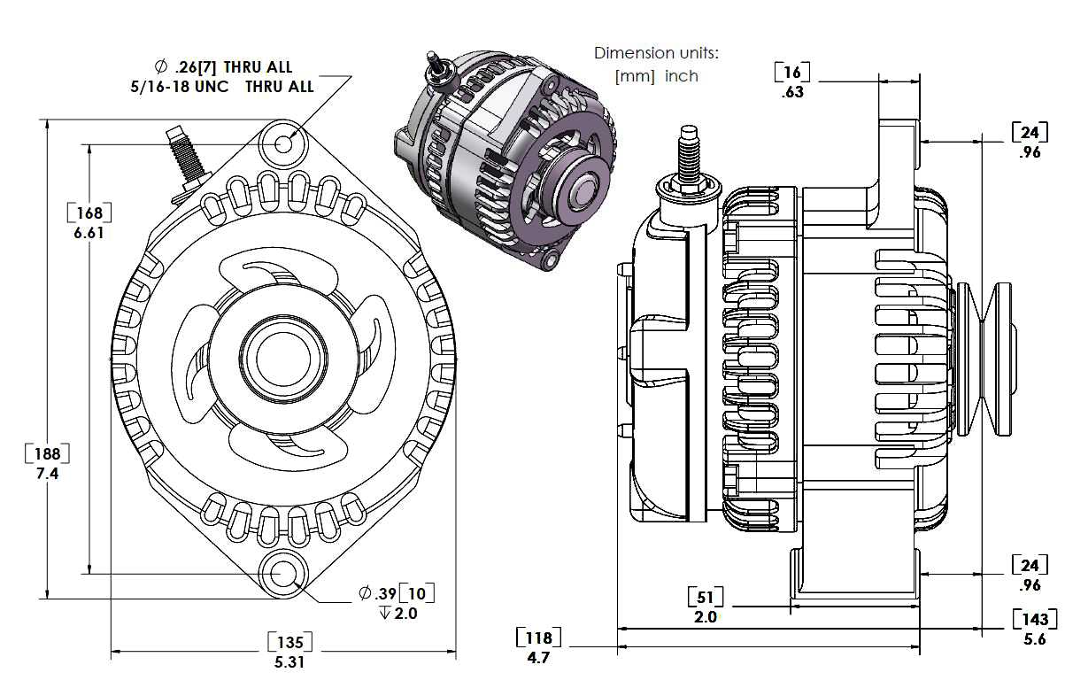 REVERSE ROTATION Marine 170-amp high output alternator for Ski / Wake Board Boats with 12SI 6.61 inch bolt pattern - V-Belt Pulley | M7127170-R | by: Mechman @ the lowest price of $669.00