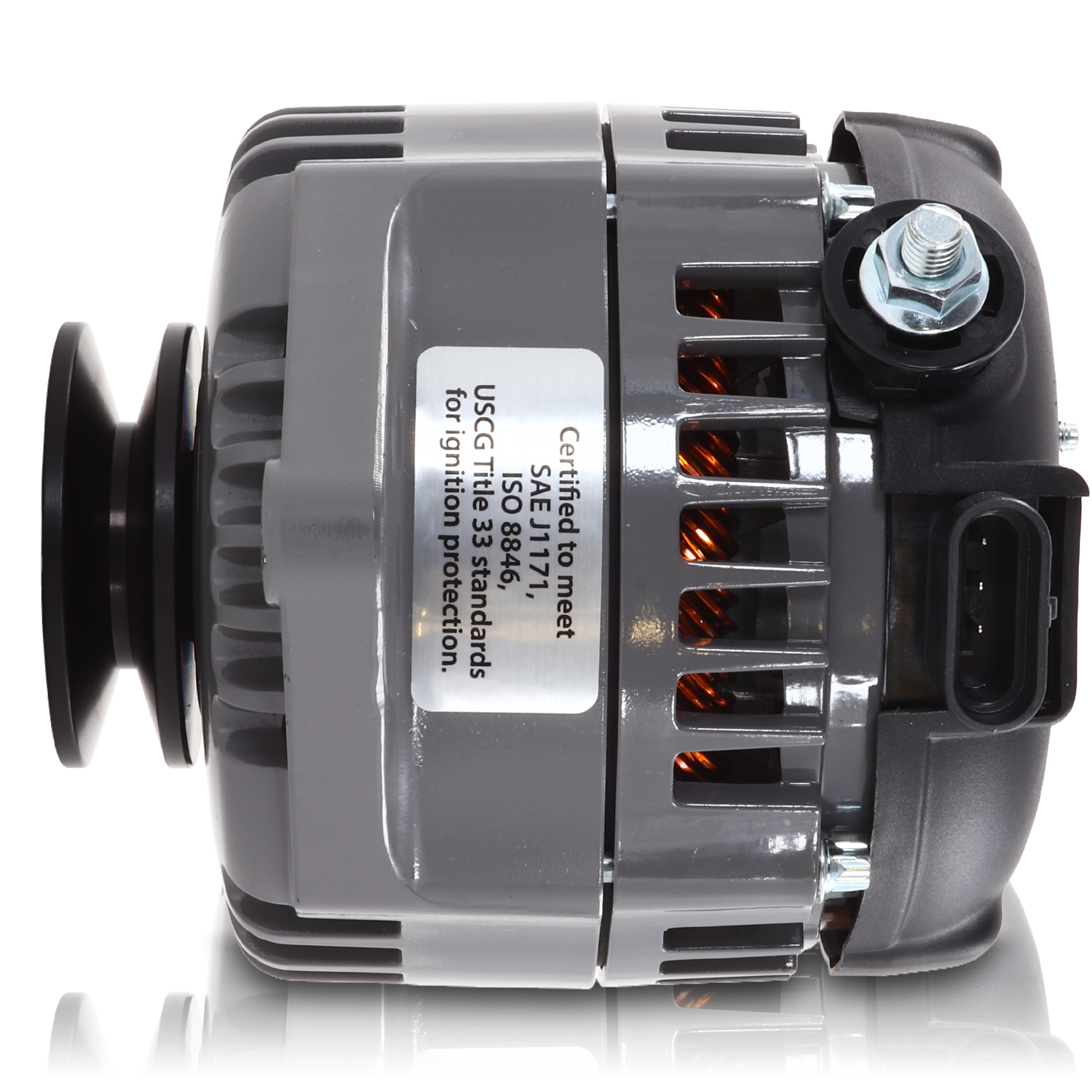 REVERSE ROTATION Marine 170-amp high output alternator for Ski / Wake Board Boats with 12SI 6.61 inch bolt pattern - V-Belt Pulley | M7127170-R | by: Mechman @ the lowest price of $669.00