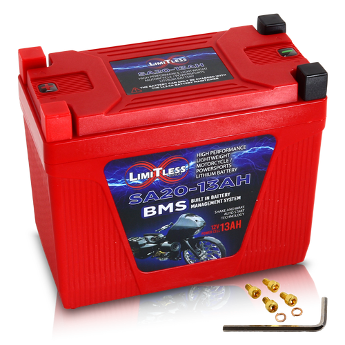 Shake Awake 20 Case 13AH Smart Motorcycle battery With 3.5A Battery Maintainer