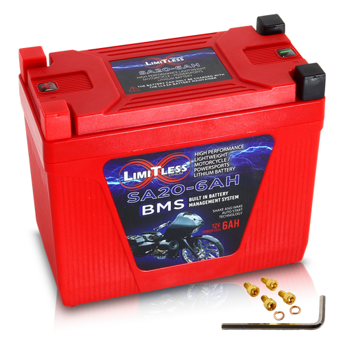 Shake Awake 20 Case 6Ah Smart Motorcycle battery With 3.5A Battery Maintainer