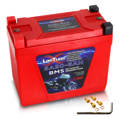 Shake Awake 20 Case 6Ah Smart Motorcycle battery With 3.5A Battery Maintainer