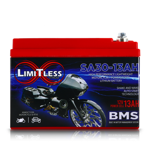 Shake Awake 30 Case 13Ah Smart Motorcycle battery With 3.5A Battery Maintainer