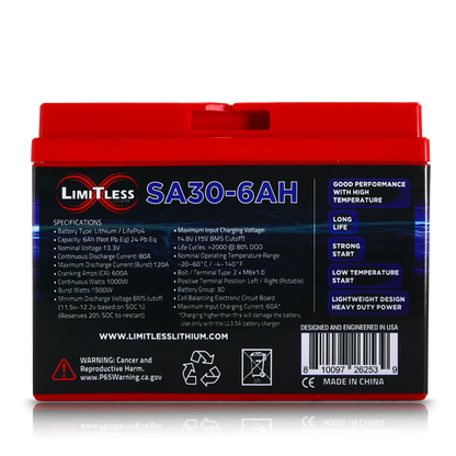 Shake Awake 30 Case 6Ah Smart Motorcycle battery with 3.5A Battery Maintainer