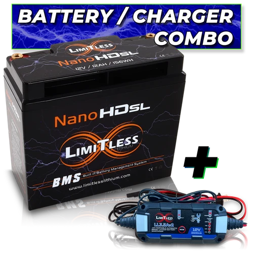 Nano -HD SL 12AH Motorcycle / Power sports Battery With 3.5A Battery Maintainer (BCI 20 Case)