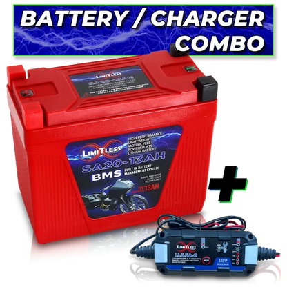 Shake Awake 20 Case 13AH Smart Motorcycle battery With 3.5A Battery Maintainer