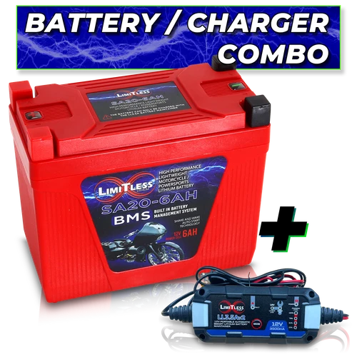 Shake Awake 20 Case 6Ah Smart Motorcycle battery With 3.5A Battery Maintainer