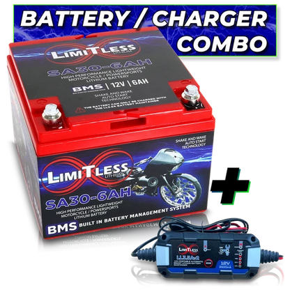 Shake Awake 30 Case 6Ah Smart Motorcycle battery with 3.5A Battery Maintainer