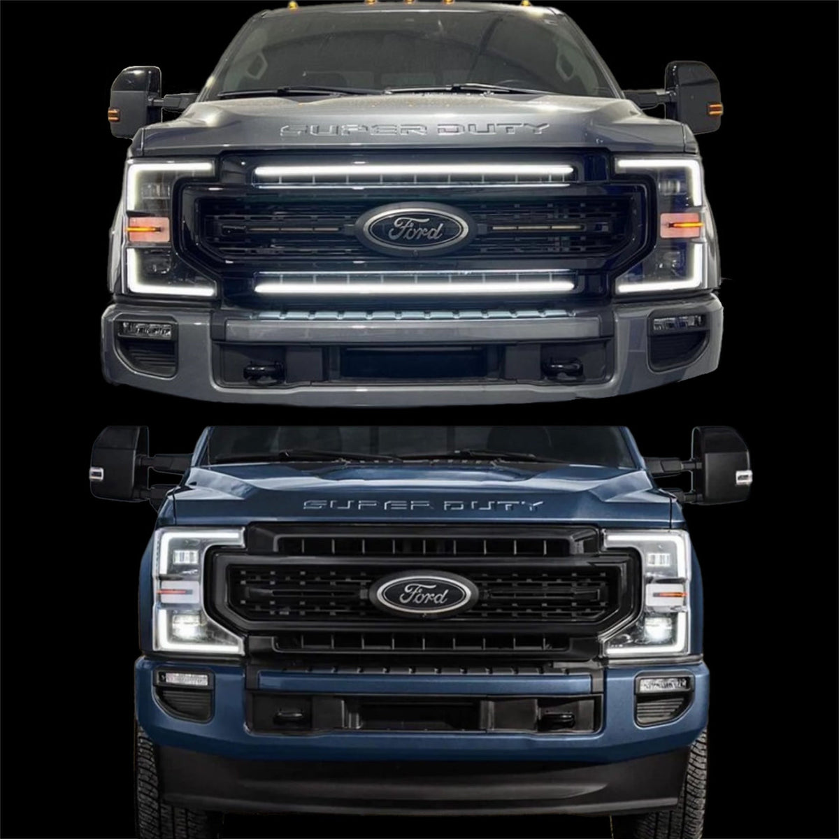 2020-2022 Ford F-250/F-350/F-450/F-550 LED Grille Light Kit – Lariat/XL/STX/Tremor, IP67, Black/Silver