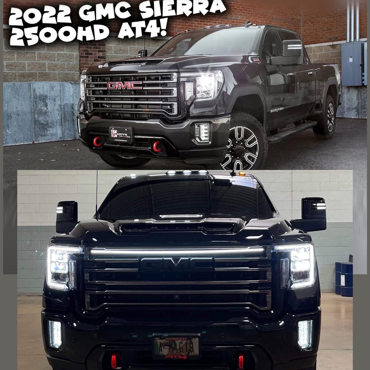 2020-2023 GMC Sierra 2500/3500 AT4 LED “Power” Grille Light Bar – IP67, Bolt-On, Black/Silver Frame