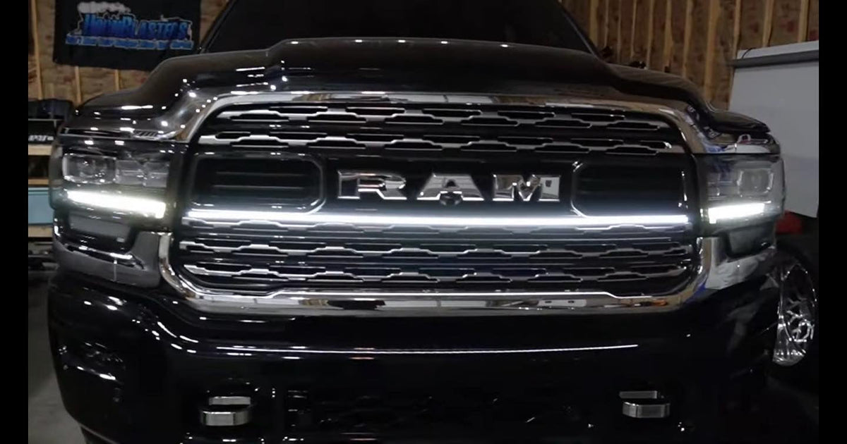 2019-2022 Ram 2500/3500 Limited LED Grille “Power” Light Bar – Single Strip, IP67, Black/Silver Frame