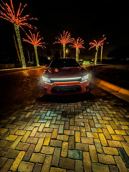 2015-2023 Dodge Charger (7th Gen) LED Grille Light Kit – IP67, Plug-and-Play Ready, Black or Silver Frame