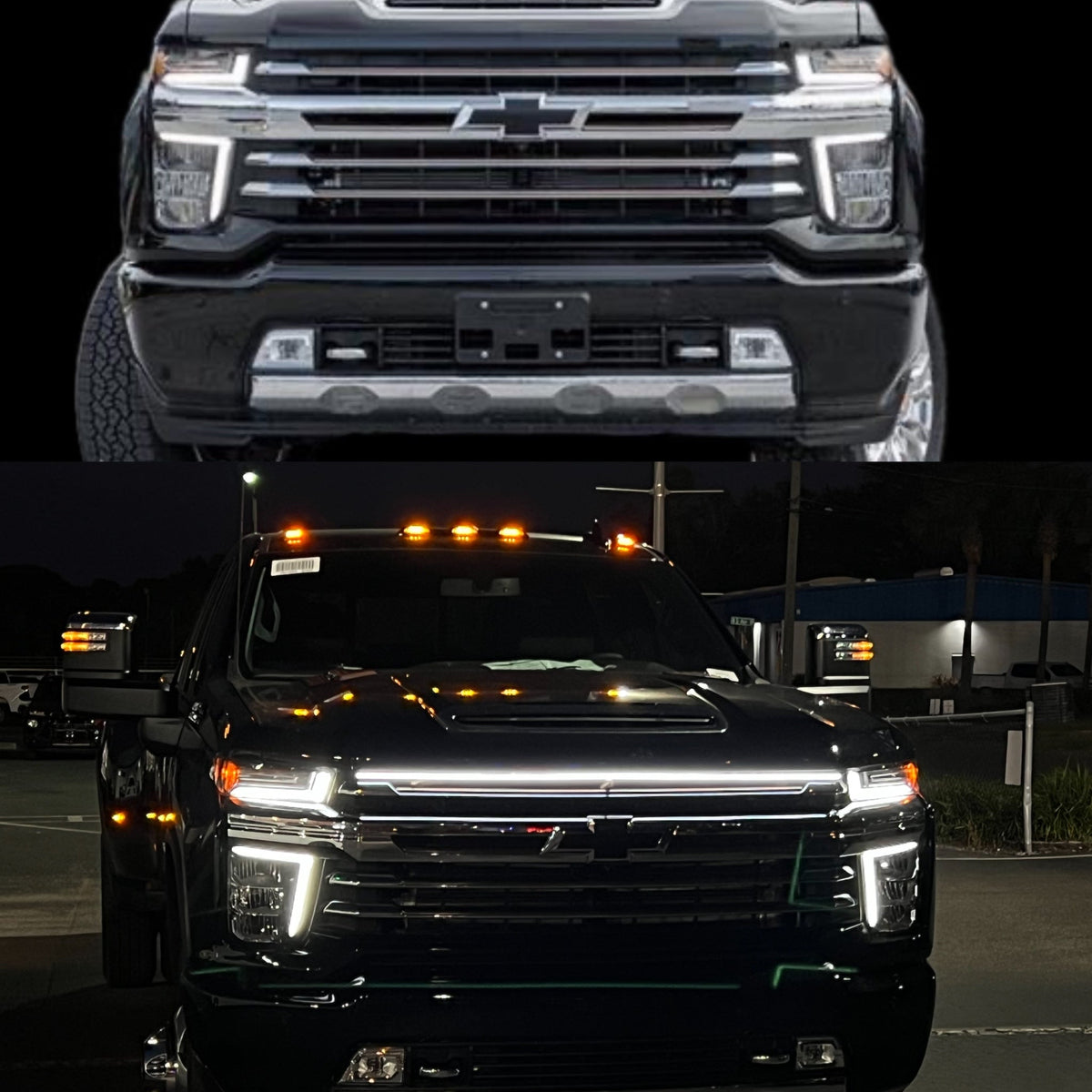2021-2023 Chevy Silverado 2500/3500 LT LED “Power” Grille Bar – IP67, Bolt-On, Black or Silver Frame