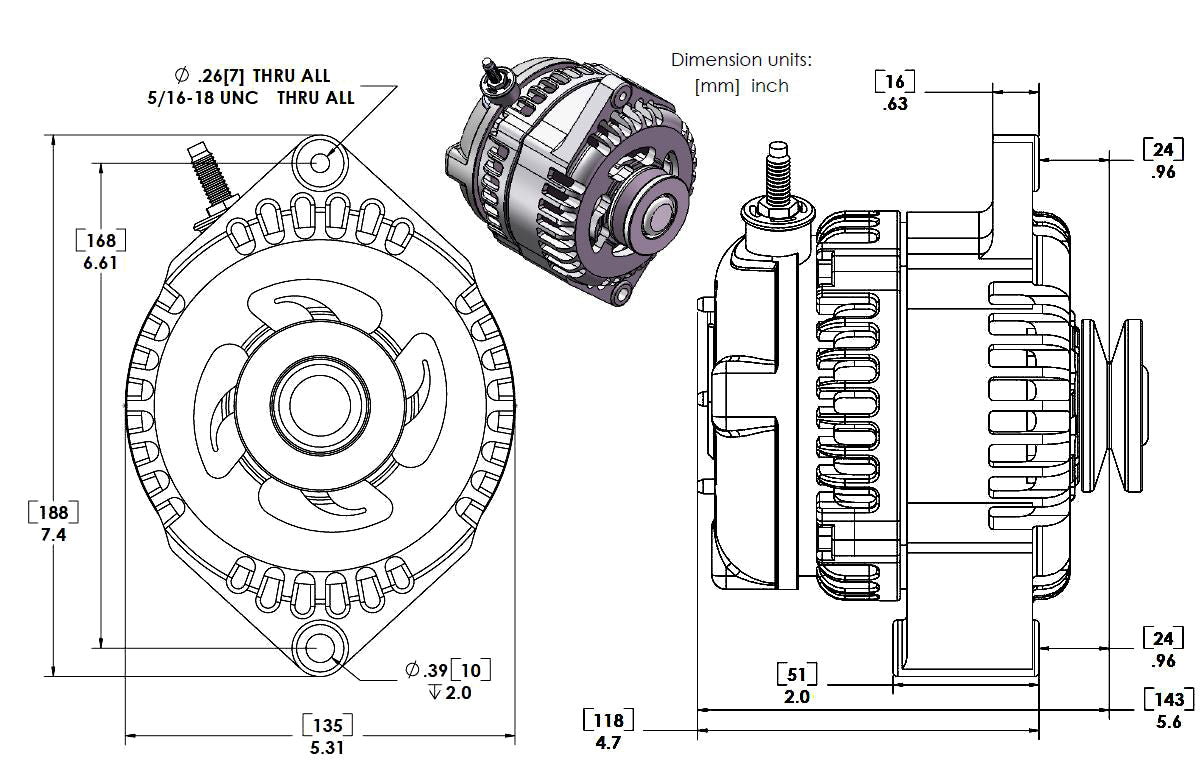 170 amp racing alternator - 63-85 GM - Polished (includes 2 pulleys) | 7127170P | by: Mechman @ the lowest price of $429.00