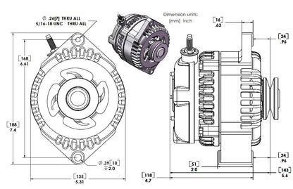 170 amp racing alternator - 63-85 GM - Polished (includes 2 pulleys) | 7127170P | by: Mechman @ the lowest price of $429.00